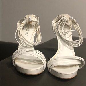 White Straps High Heels Sandals.